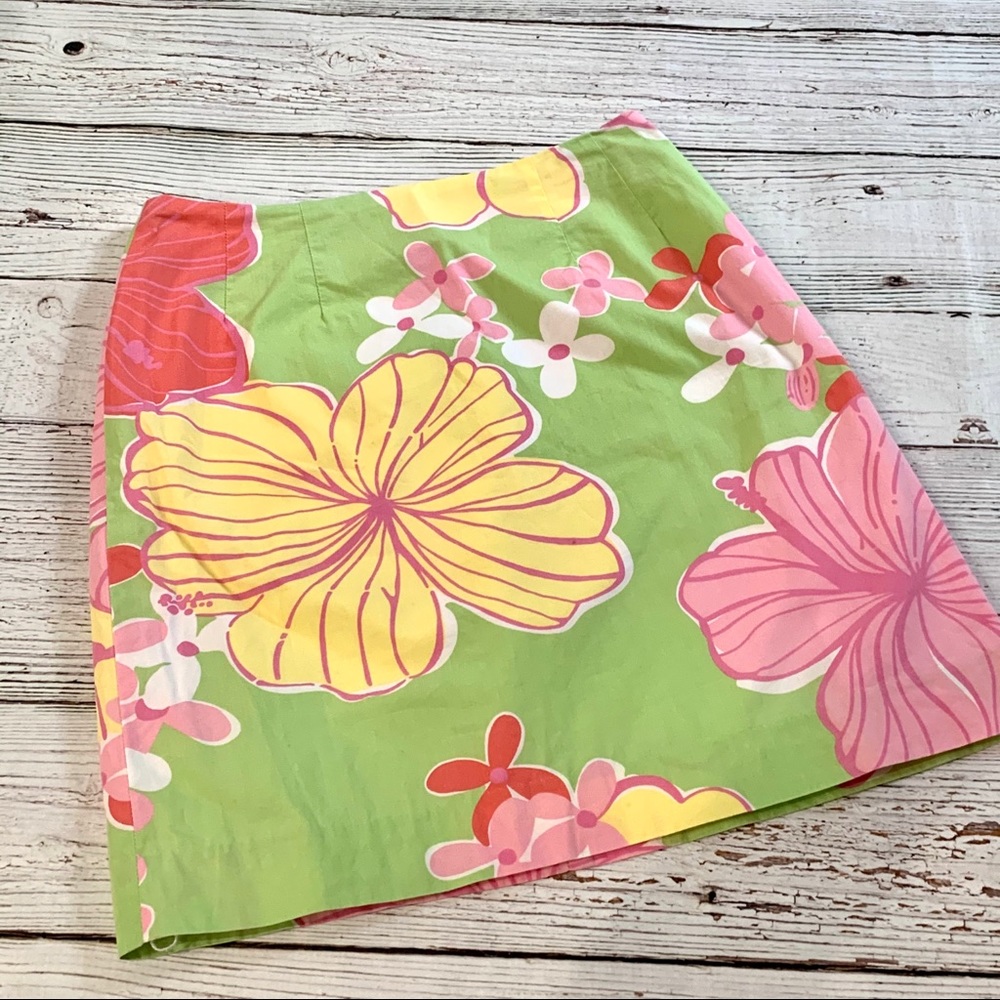 Lilly Pulitzer hibiscus bahama mama skirt 0 vintage